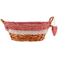 Willow Bread Basket with Red Gingham Lining