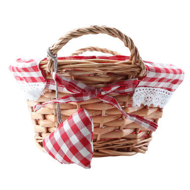 Willow Bread Basket with Red Gingham Lining