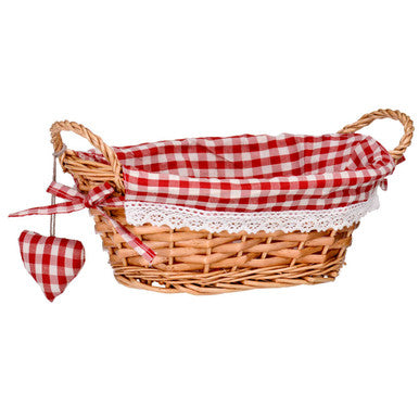 Willow Bread Basket with Red Gingham Lining