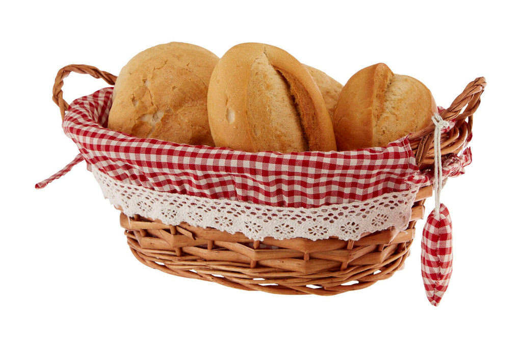 Willow Bread Basket with Red Gingham Lining