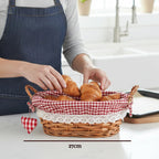 Willow Bread Basket with Red Gingham Lining