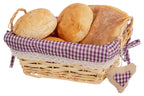 Purple Gingham Lining Small Rectangular Willow Bread Basket
