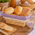 Purple Gingham Lining Small Rectangular Willow Bread Basket