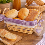 Purple Gingham Lining Small Rectangular Willow Bread Basket