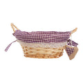Purple Gingham Lining Round Willow Bread Basket