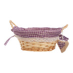 Purple Gingham Lining Round Willow Bread Basket