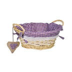 Purple Gingham Lining Round Willow Bread Basket