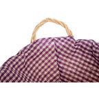 Purple Gingham Lining Round Willow Bread Basket