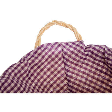 Purple Gingham Lining Round Willow Bread Basket