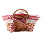 Red Gingham Lining Round Willow Bread Basket