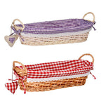 Purple Gingham Lining Oblong Willow Bread Basket