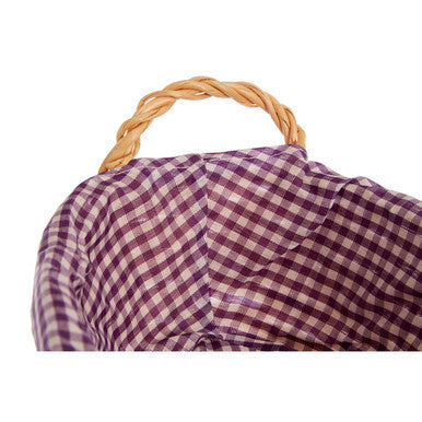 Purple Gingham Lining Oblong Willow Bread Basket