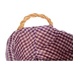 Purple Gingham Lining Oblong Willow Bread Basket