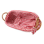Red Gingham Lining Oblong Willow Bread Basket