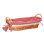 Red Gingham Lining Oblong Willow Bread Basket