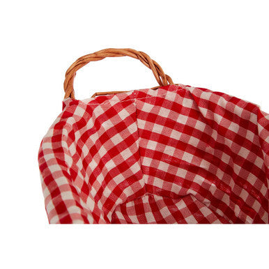 Red Gingham Lining Oblong Willow Bread Basket