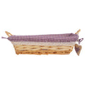 Purple Gingham Lining Large Rectangular Willow Bread Basket
