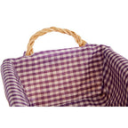 Purple Gingham Lining Large Rectangular Willow Bread Basket