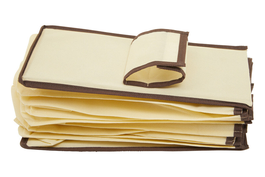 Cream Brown Trim 10 Section Hanging Shoe Organiser