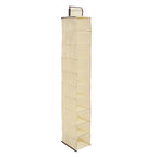 Cream Brown Trim 10 Section Hanging Shoe Organiser