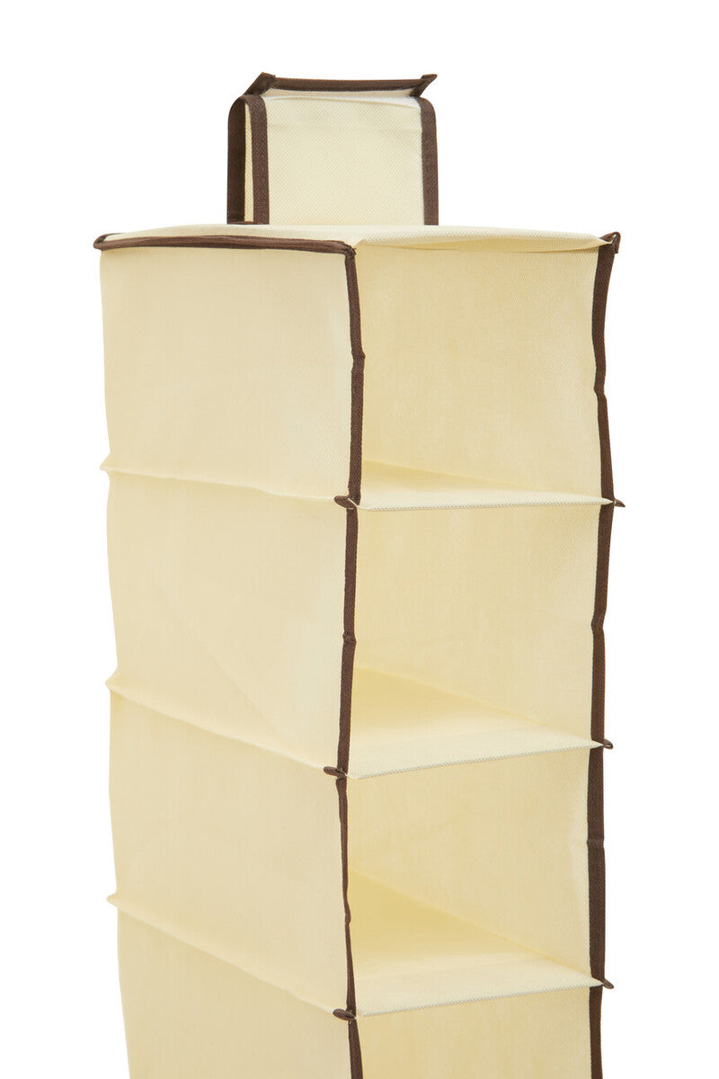 Cream Brown Trim 10 Section Hanging Shoe Organiser
