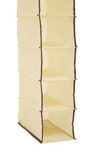 Cream Brown Trim 10 Section Hanging Shoe Organiser