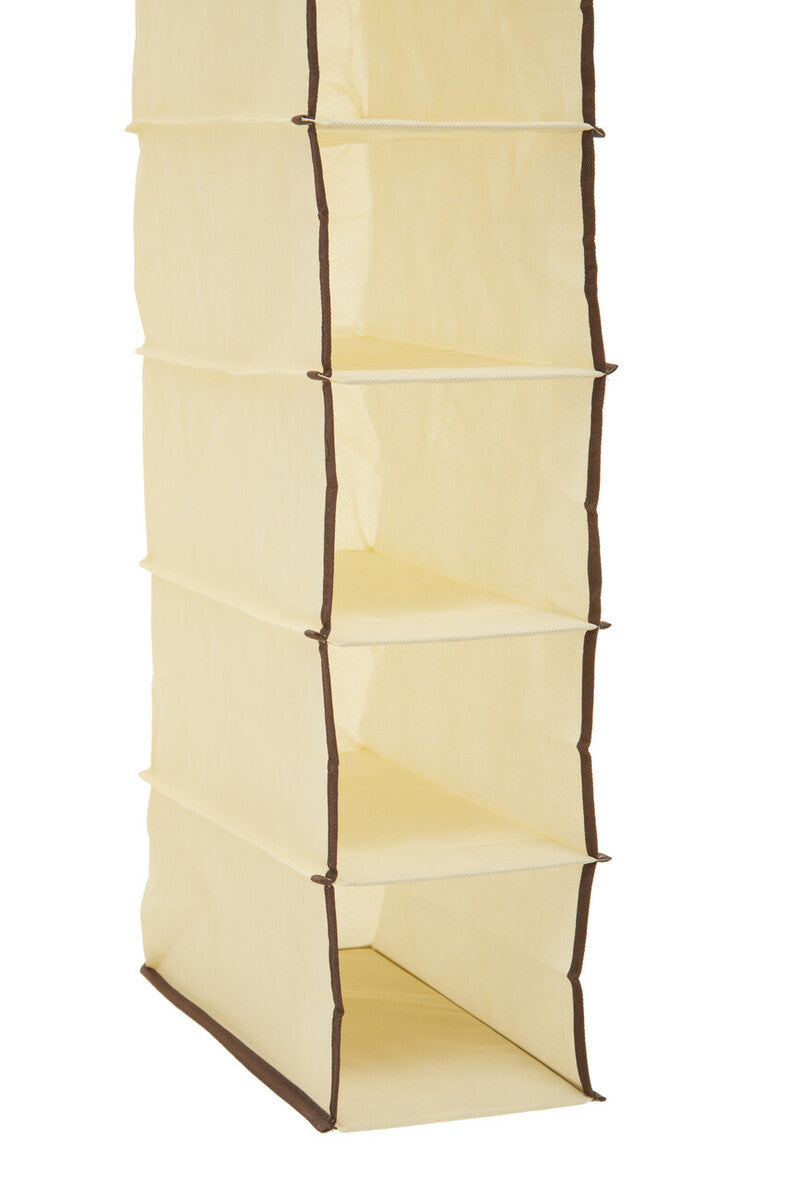Cream Brown Trim 10 Section Hanging Shoe Organiser