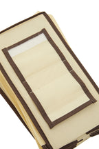Cream Brown Trim 10 Section Hanging Shoe Organiser