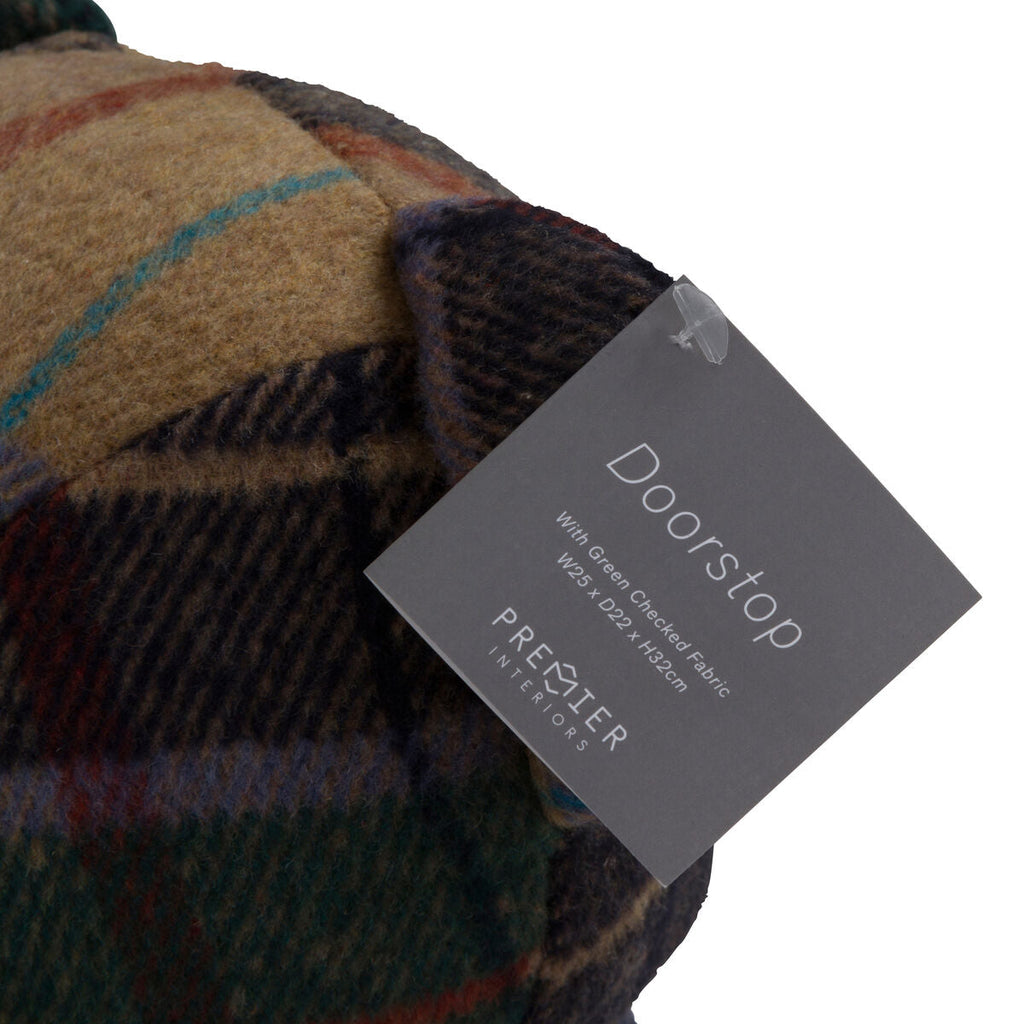 Green Check Tartan Teddy Bear Door Stop