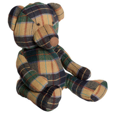 Large Green Check Tartan Bear Door Stop