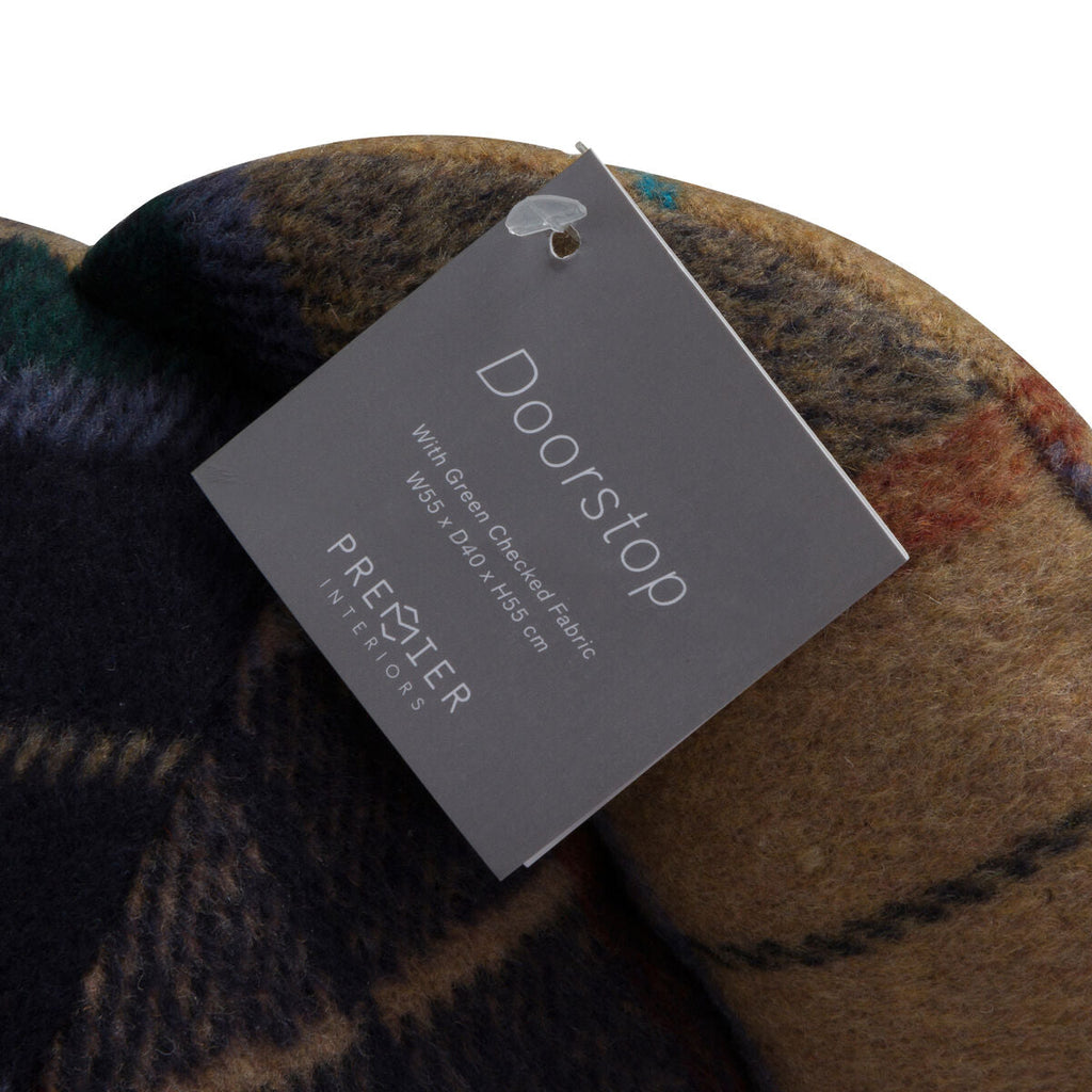 Large Green Check Tartan Bear Door Stop