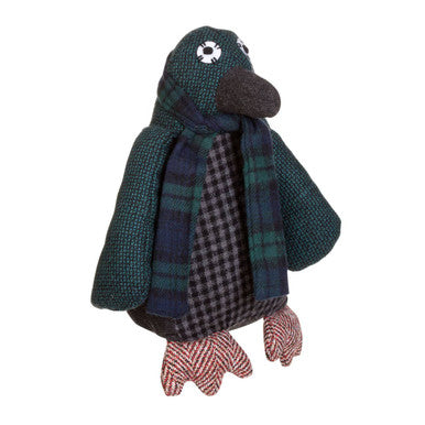 Large Green Check Penguin Door Stop