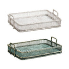 Rattan and Bamboo Grey Washed Rectangular Tray