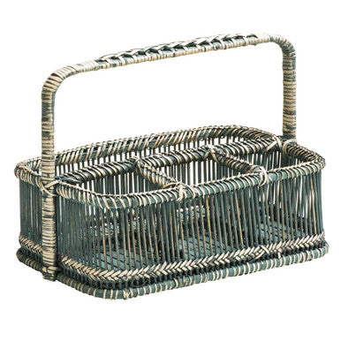 Grey Washed Bamboo and Rattan Caddy