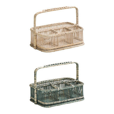 Grey Washed Bamboo and Rattan Caddy