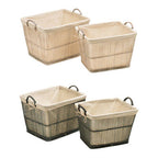 Washed Grey Rattan and Bamboo Set of 2 Storage Baskets