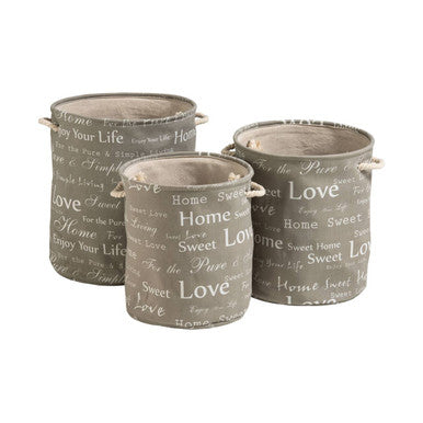 Set of 3 Canvas Round Laundry Hampers