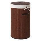 Dark Brown Round Laundry Hamper