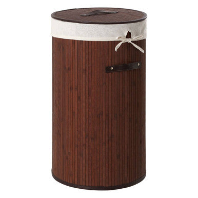 Dark Brown Round Laundry Hamper
