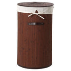 Dark Brown Round Laundry Hamper