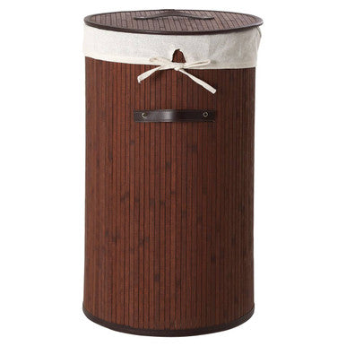 Dark Brown Round Laundry Hamper