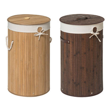 Dark Brown Round Laundry Hamper