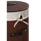 Dark Brown Round Laundry Hamper