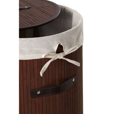 Dark Brown Round Laundry Hamper