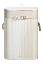 White Square Bamboo Laundry Hamper