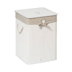 White Square Bamboo Laundry Hamper
