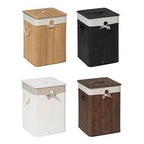 White Square Bamboo Laundry Hamper