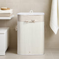 White Square Bamboo Laundry Hamper