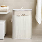 White Square Bamboo Laundry Hamper
