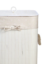 White Square Bamboo Laundry Hamper